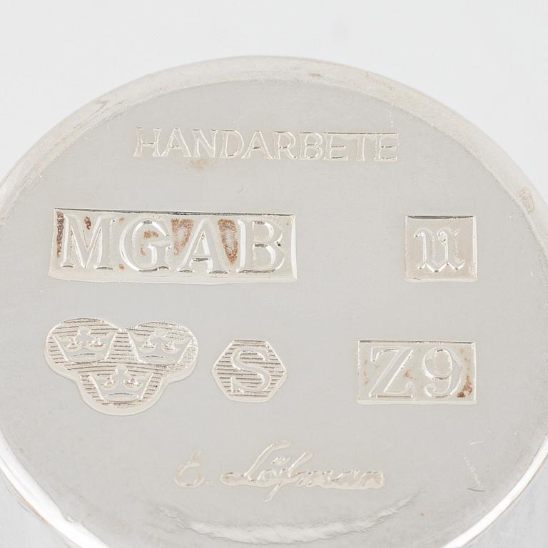 Bägare, snapsglas samt punschkoppar, silver, totalt 26 st, Göteborg och Uppsala, 1974-77.