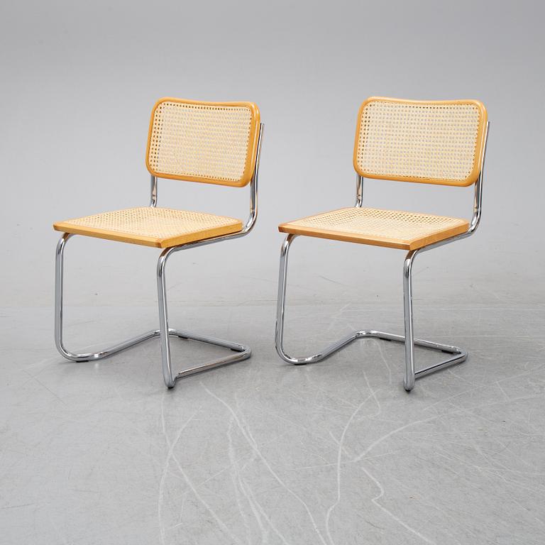 Eight tubular steel chairs, second half of the 20th Century.
