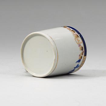 An Export 'sample pattern' cup with saucer, Qing dynasty, Qianlong (1736-95).