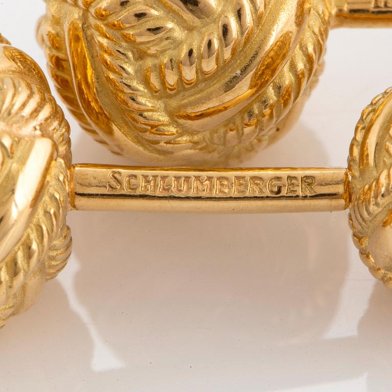 A pair of Tiffany & Co 18K gold cufflinks designed by Schlumberger.