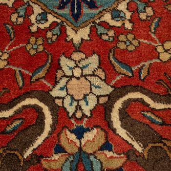 A pictorial Tabriz carpet, north west Persia, signed Alabaft, ca 383 x 275 cm.