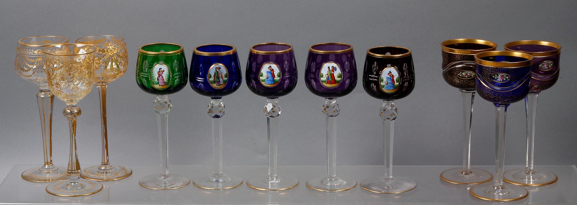 VINGLAS, 11 st olika, Böhmen, 1900-tal.