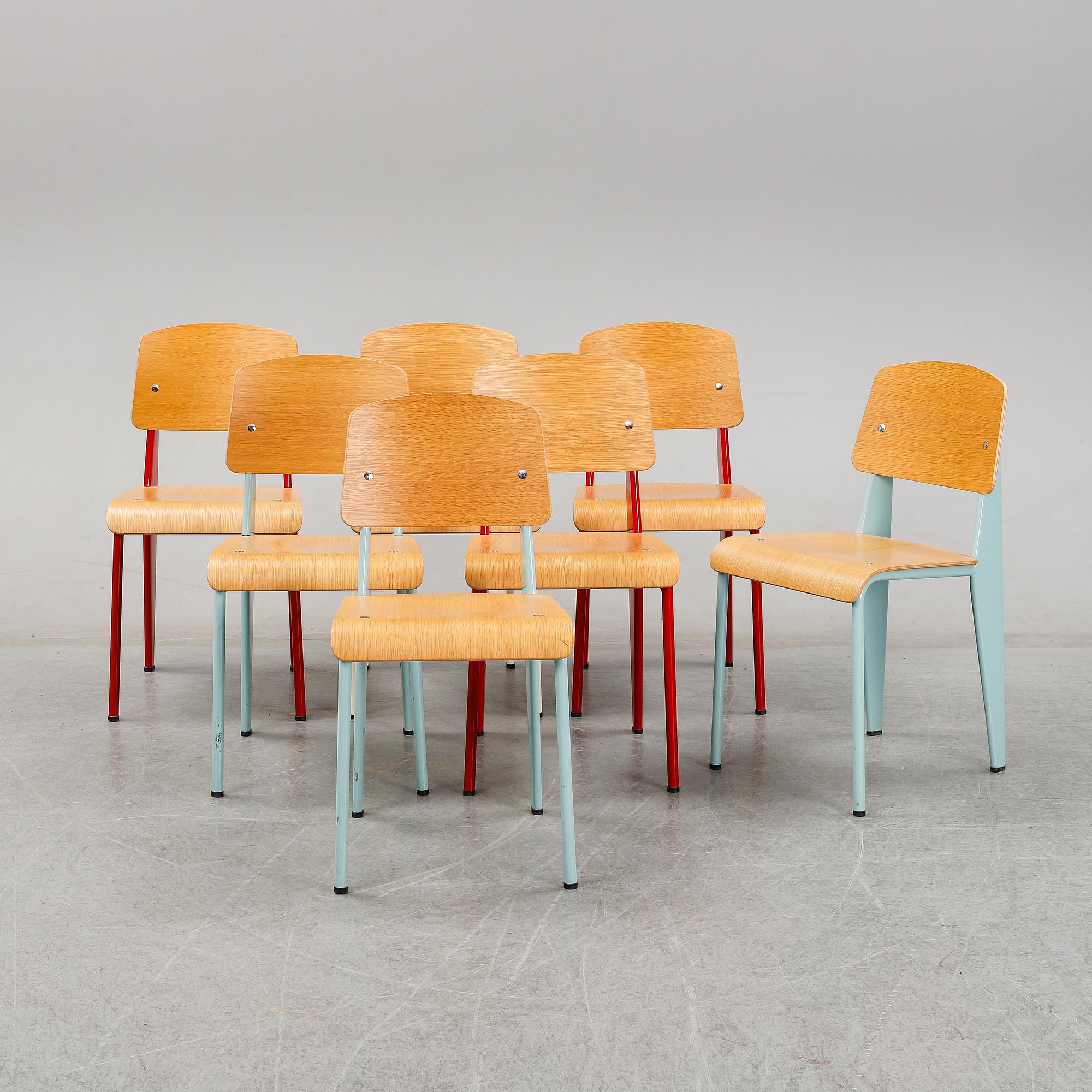Seven 'Standard' chairs by Jean Prouvé, Prouvé Collection 2002, Vitra.
