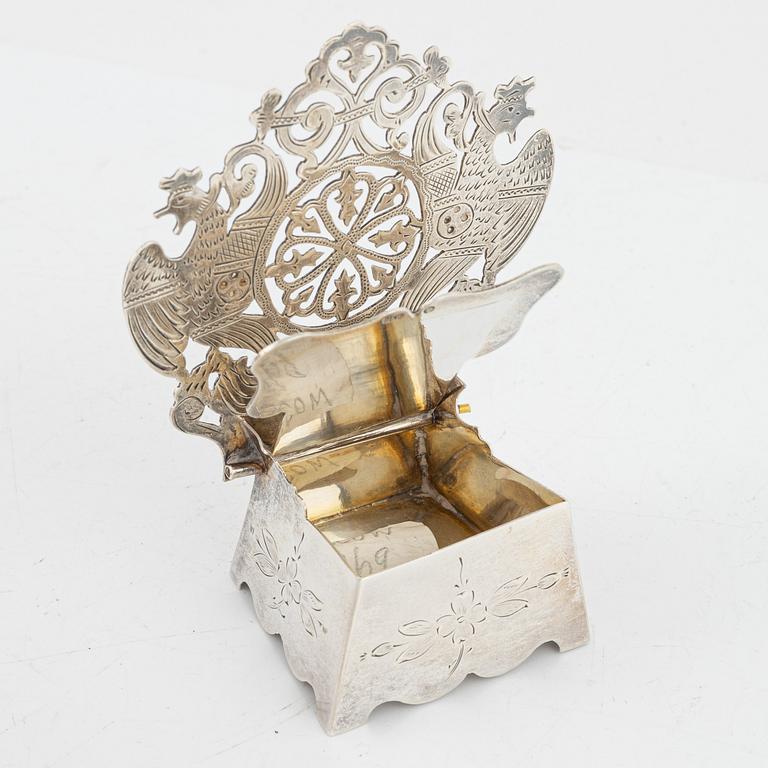 A Russian silver salt-chair, Moscow 1869.