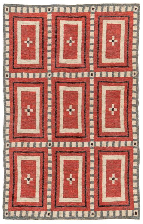 Sigvard Bernadotte, a carpet, flat weave, ca 223 x 141 cm, signed SB.