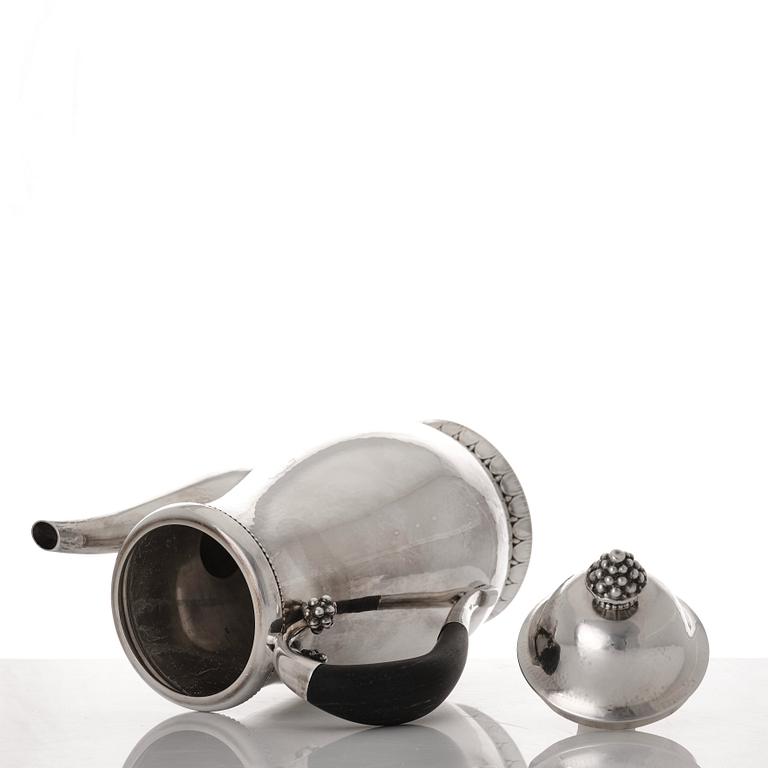 Georg Jensen, a three pieces sterling silver coffee service, Copenhagen, 1925-44, design nr 32A + C.