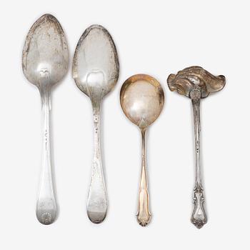 four silver serving utensils, Sweden, including Wilhelm smedberg, Karlstad, 1800.