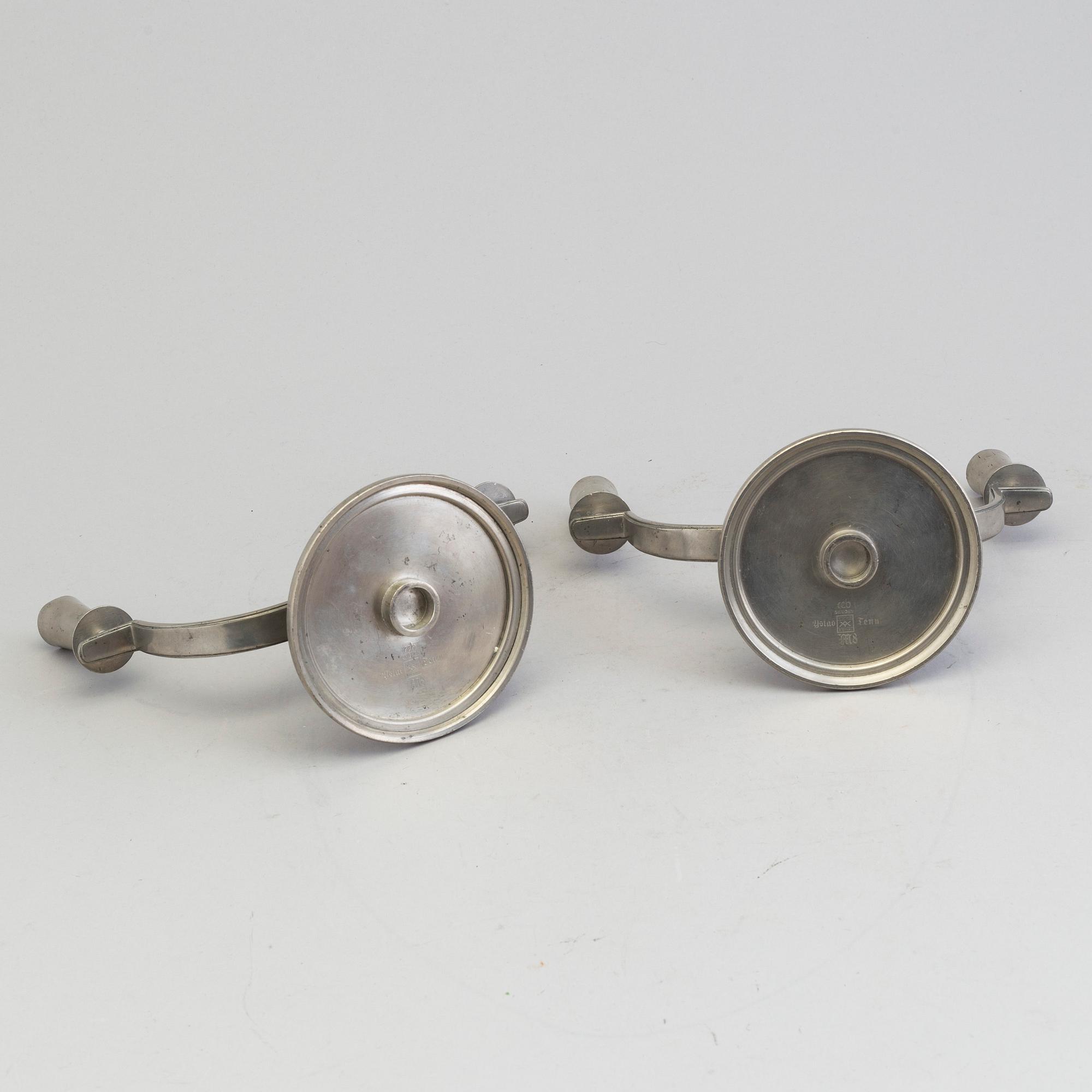 A pair of pewter candelabra by Carl Einar Borgström, Ystad Metall, marked CEB.