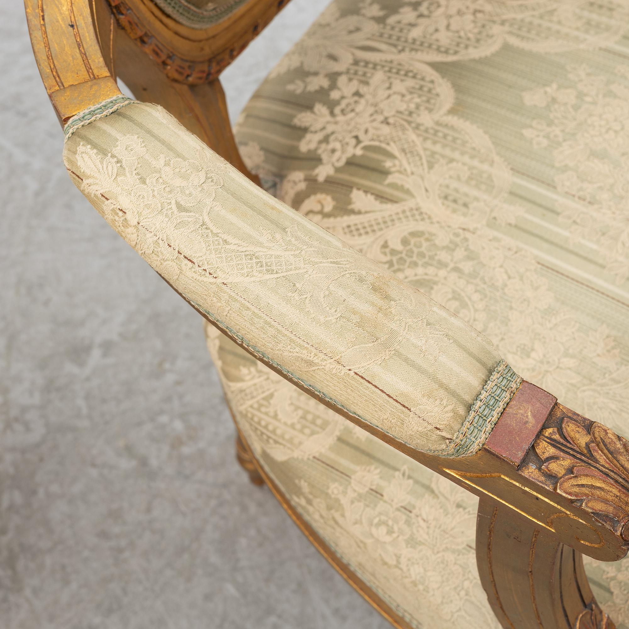 Soffa, 2 karmstolar, bord, gustaviansk stil, 1900-tal.