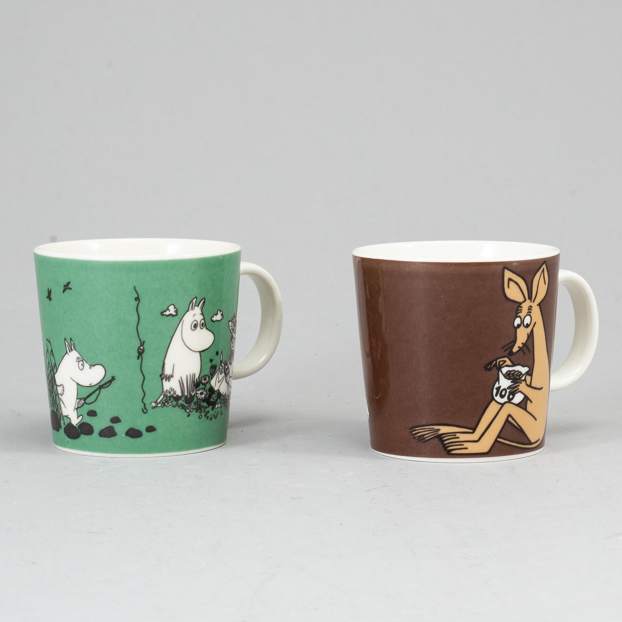 Two Moomin Characters porcelain mugs from Arabia, Finland.