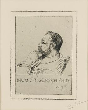 CARL LARSSON, etching, signed C.L. in pencil. Executed 1917. State 1. Very rare. "Hugo Tigerschiöld".