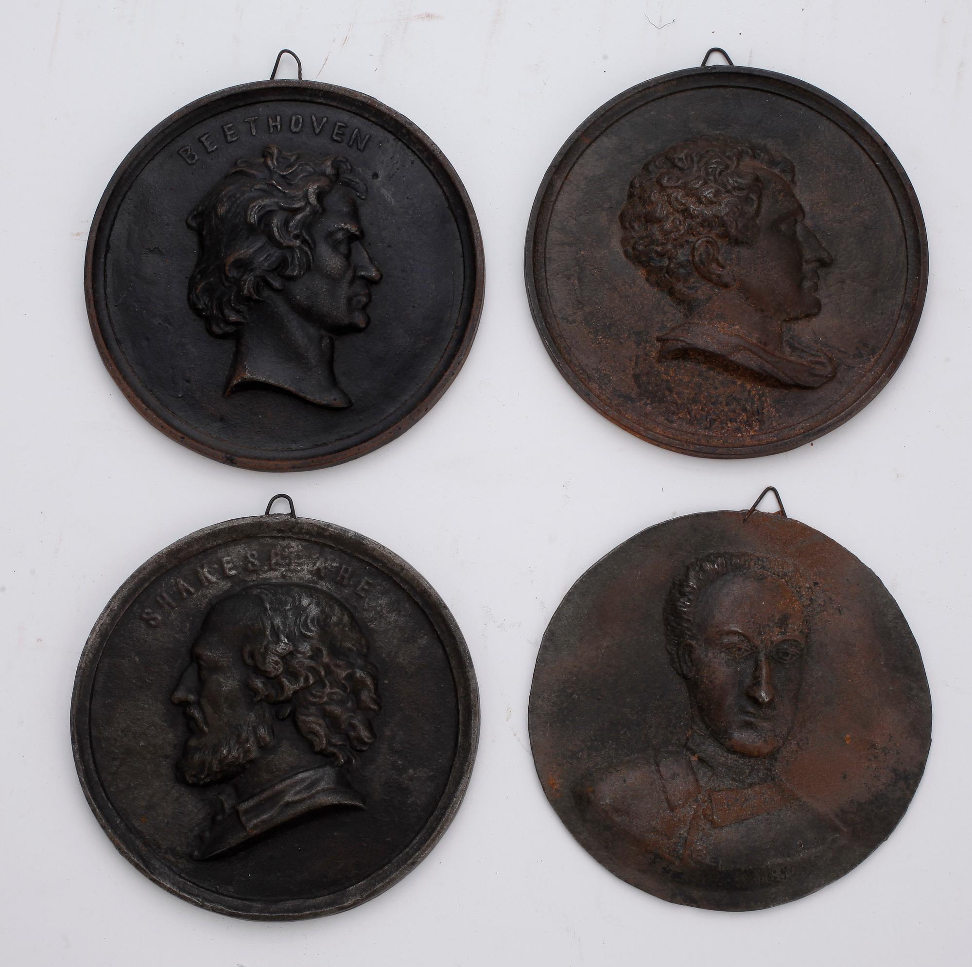 VÄGGRELIEFER, 14 st, gjutjärn, Brevens bruk, 1800-/1900-tal.