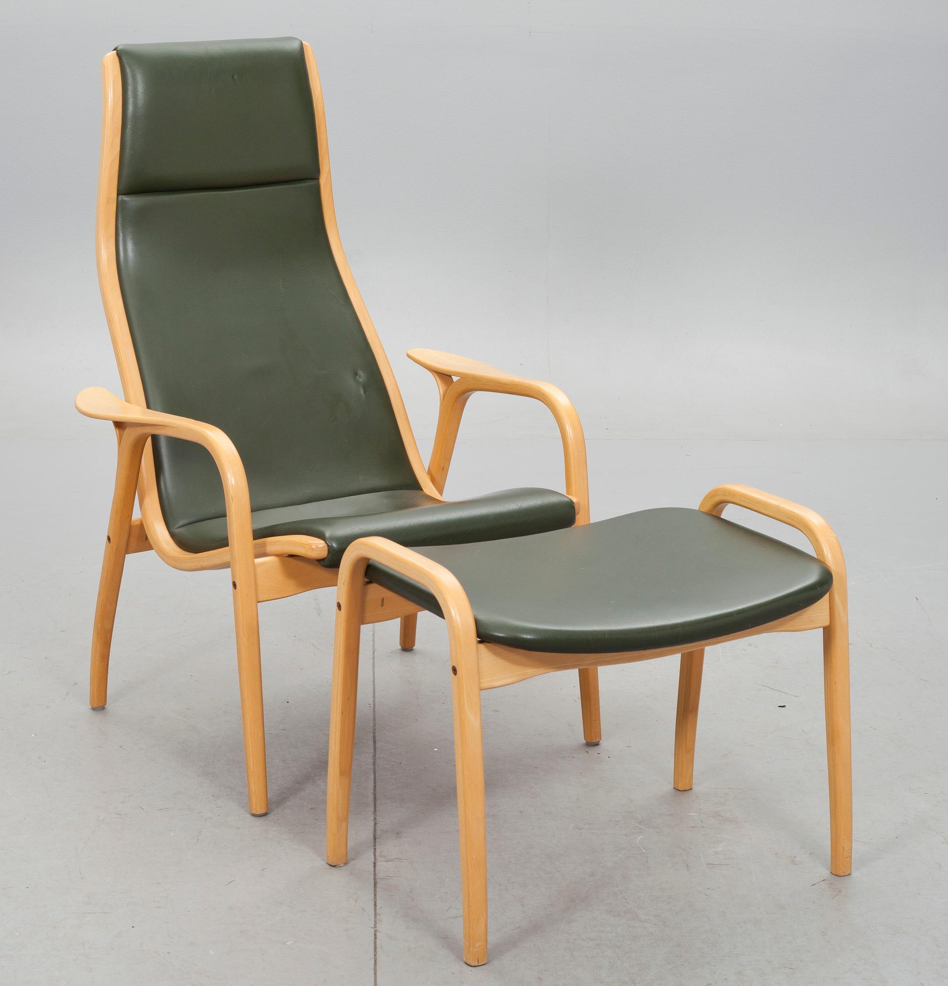 FÅTÖLJ med FOTPALL, "Lamino", Yngve Ekström, Swedese.