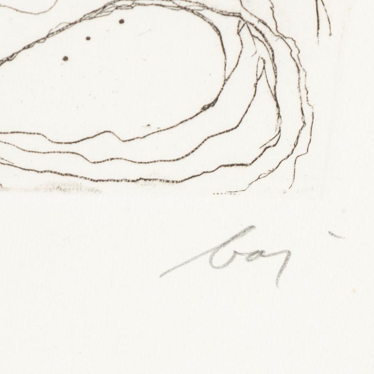 ENRICO BAJ, etsning med collage signerad och numrerad 28/60.