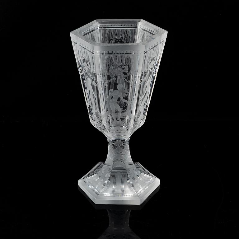 Simon Gate, An Orrefors glass vase, signed and dated 1966.