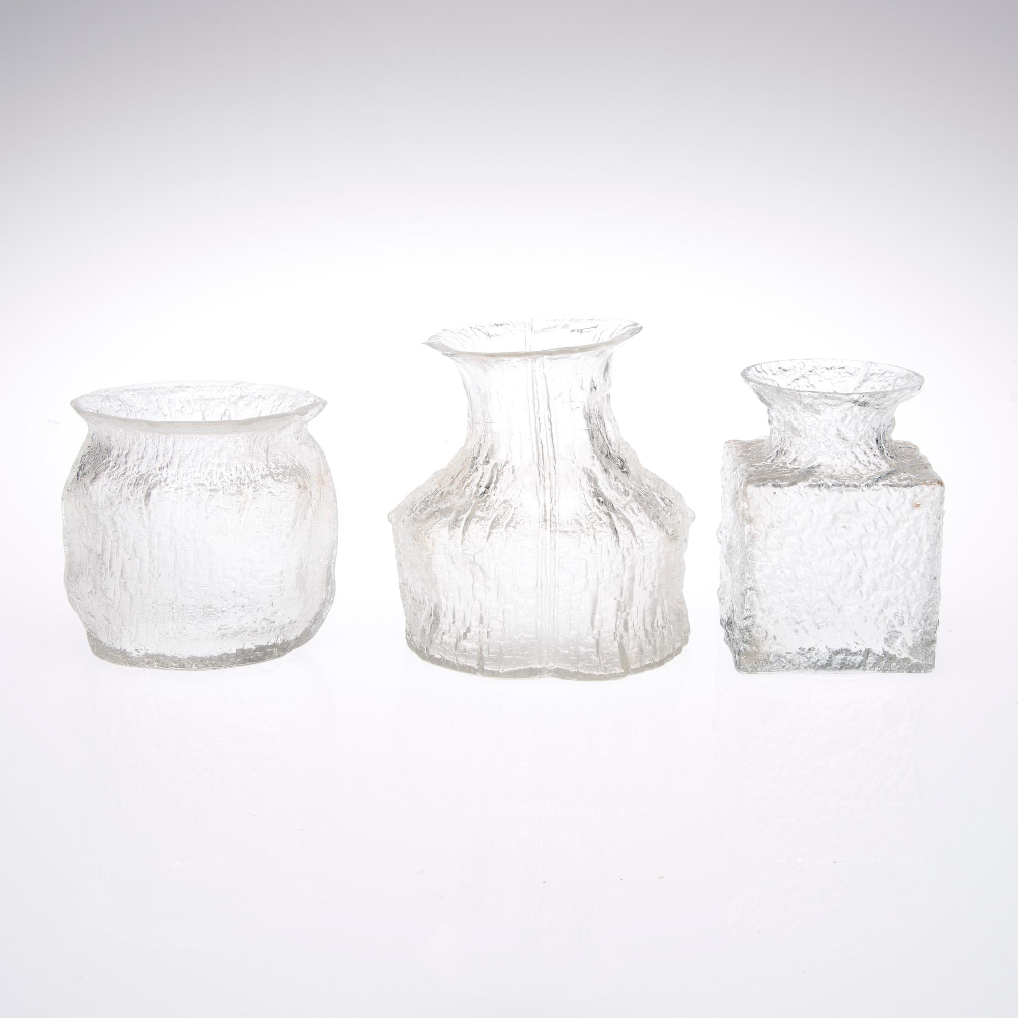 VASER, 3 st, glas. Timo Sarpaneva, signerade.