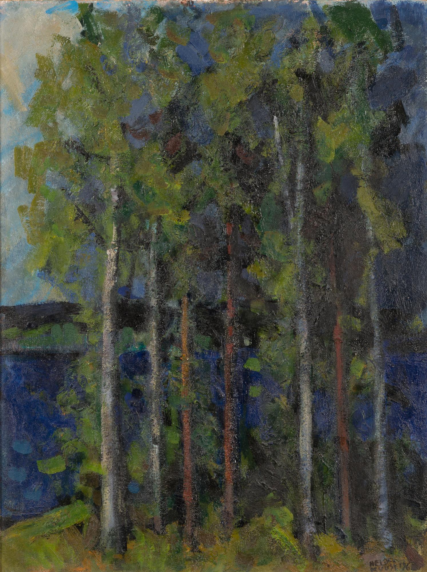 Helmi Kuusi, öljy levylle, signeerattu ja päivätty 1962.