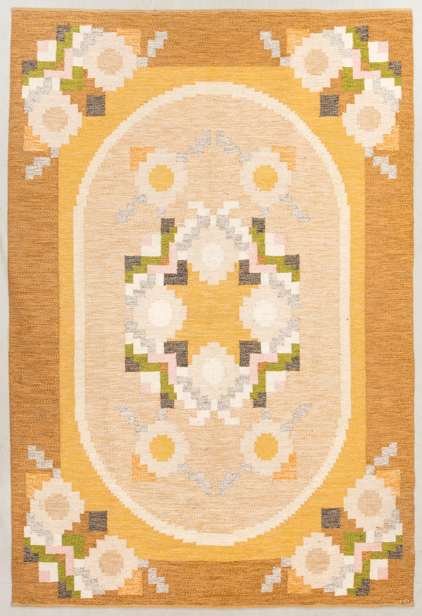 Rug, flat weave, signed, approximately 286x195 cm.