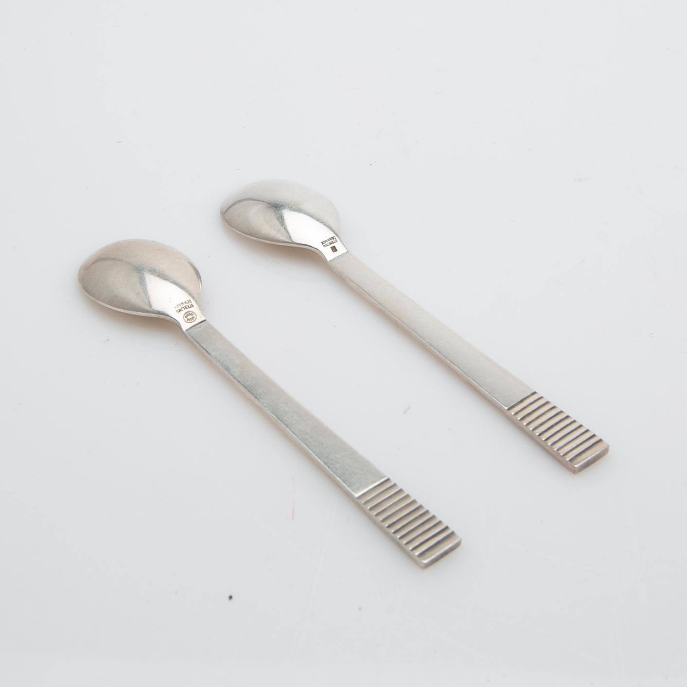 Georg Jensen, Teaspoons, 8 pieces, “Parallel”, silver, Denmark, mid-20th century.
