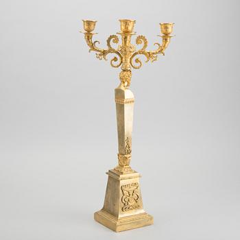 CANDELABRUM, gilt-bronze, Empire, France, first half of the 19th century.