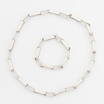 Necklace and bracelet, silver, Cecilia K I Johansson, Göteborg, 1961.