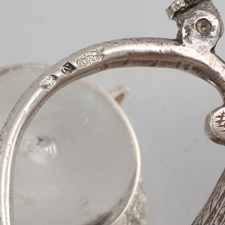 KAFFESERVIS, 4 delar, silver, orientalisk, 1900-tal, vikt 630 g.