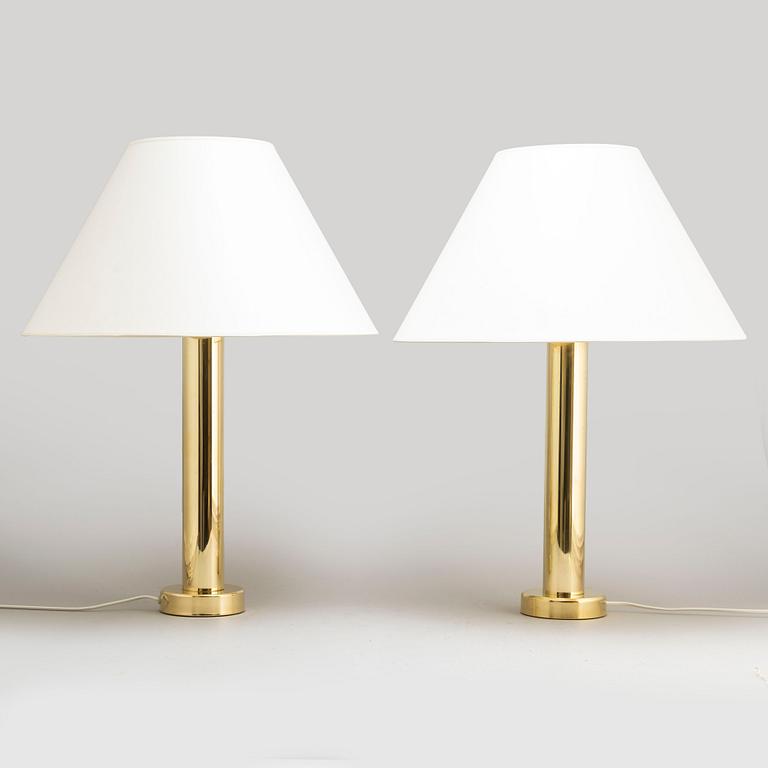 A pair of brass table lights, 1960's.