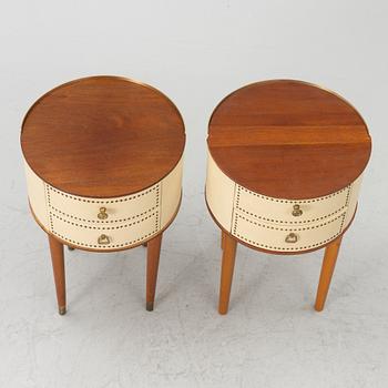 Bedside tables, a pair, Halvdan Pettersson’s furniture factory, Tibro, mid-20th century.
