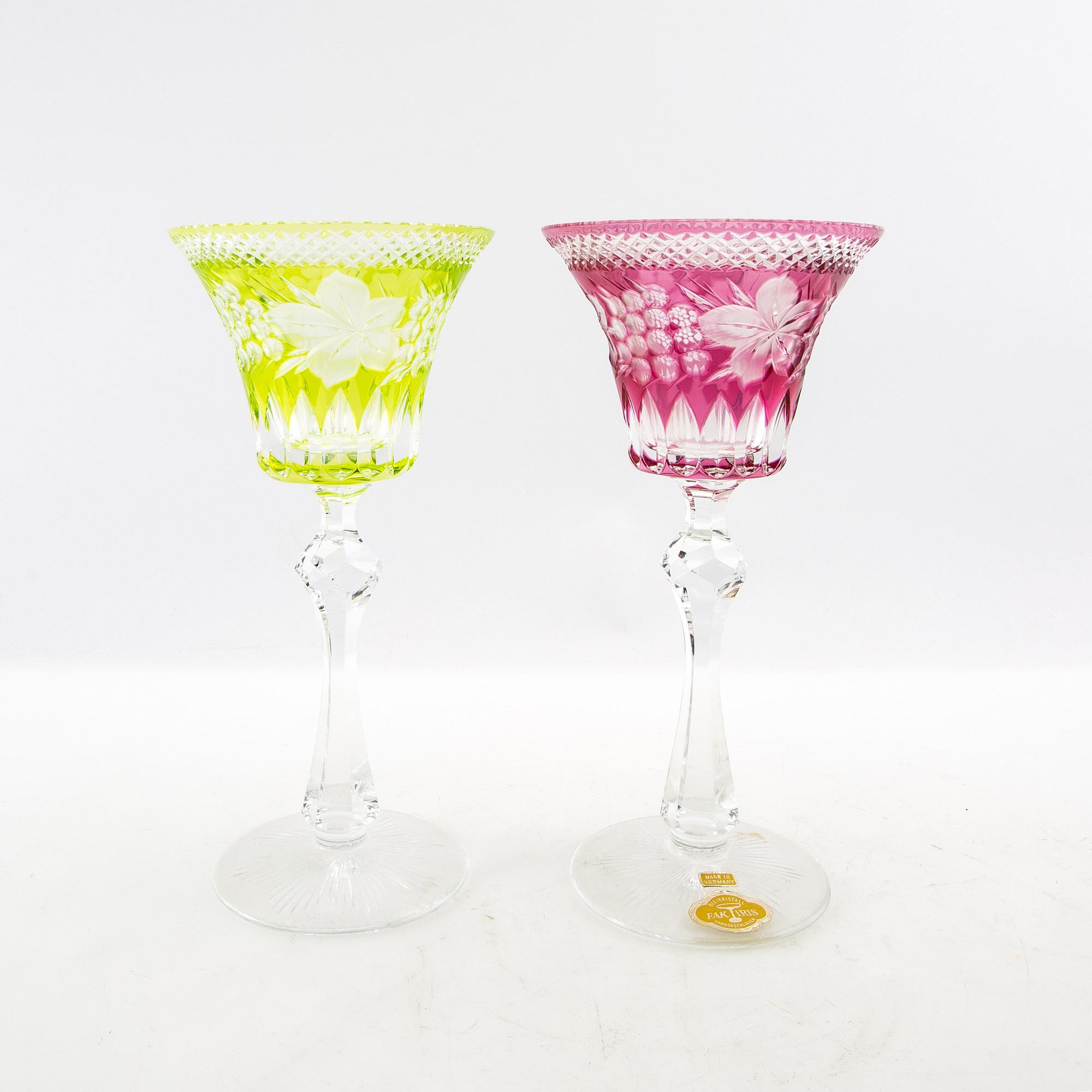 Vinglas 20 st Fakiris Böhmen 1900-talets mitt slipat glas.
