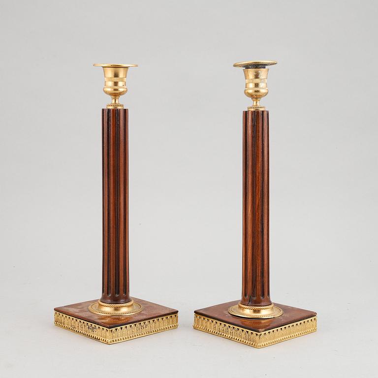 A pair of late Gustavian late 18th century candlesticks.