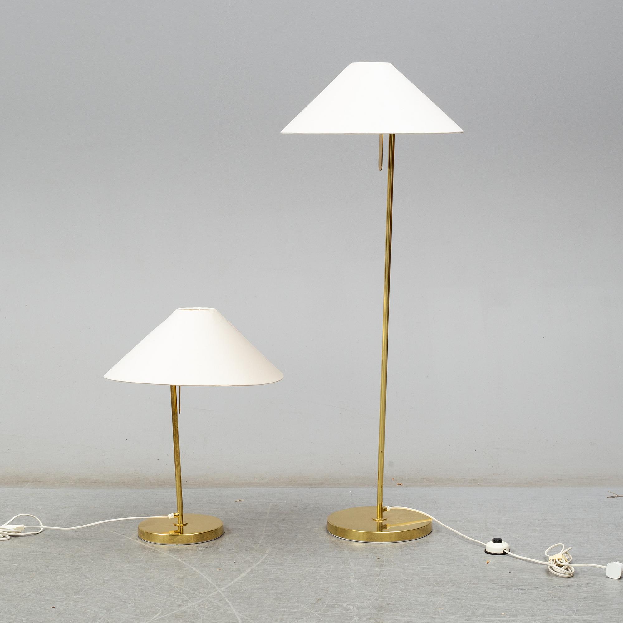 A brass table- and floor lamp by Hans-Agne Jakobsson, Markaryd, second half of the 20th century.