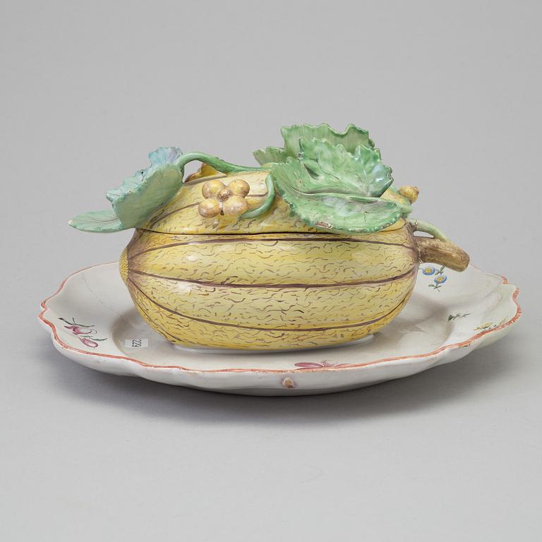 A faience bonboniere, 18th Century.