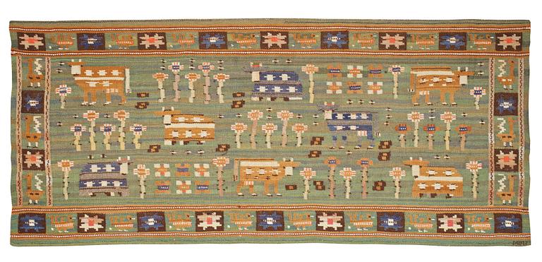 TAPESTRY. Flat weave. 89 x 189 cm. Signed MMf.