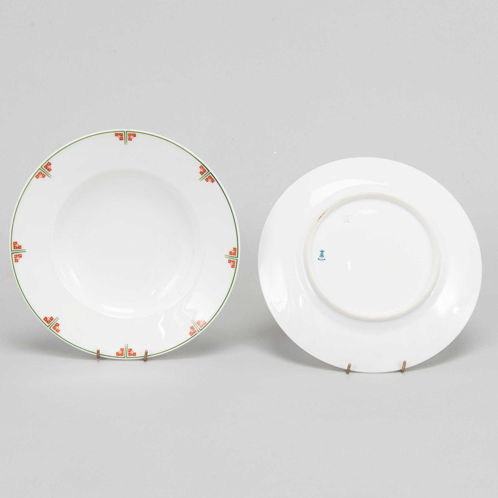 A 17-piece porcelain dinner ware for Porzellanfabrik Koenigszelt  Silesia Germany around 1920-1930s.