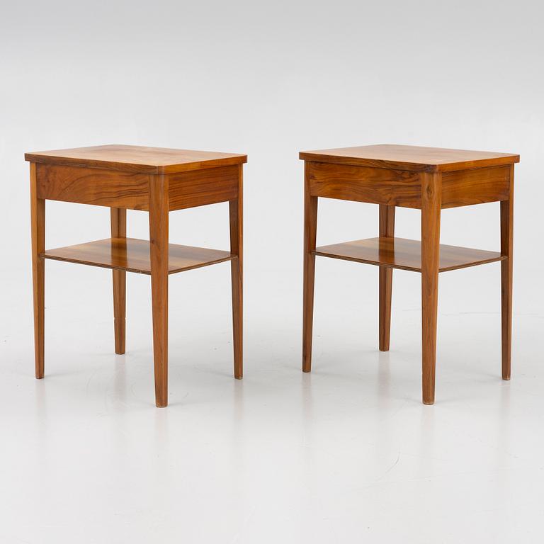Bedside tables, a pair, Swedish Modern, 1940s-50s.