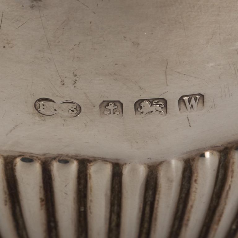 KAFFESERVIS, 3 delar. Silver. Birmingham 1940-tal. Vikt totalt ca 360 gram.