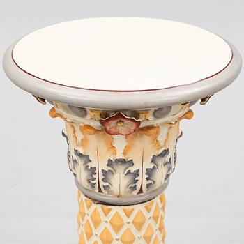 A majolica pedestal, Rörstrand, Sweden, around 1900.