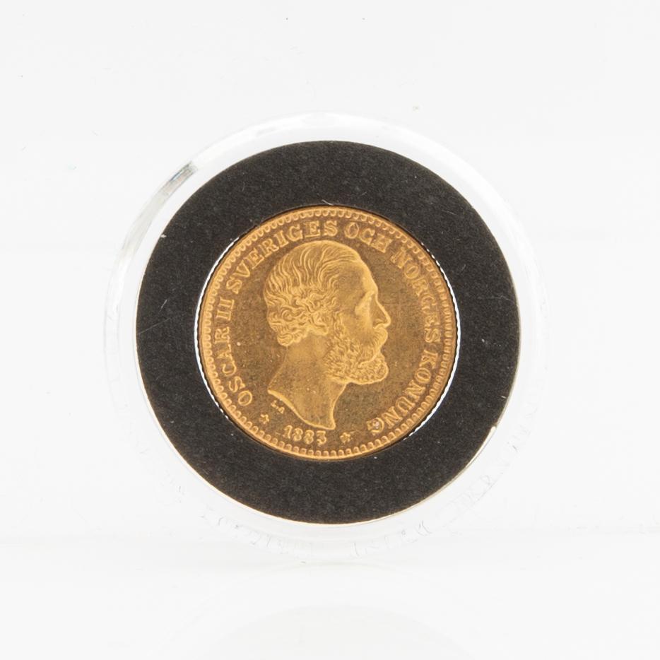Guldmynt Sverige, Oscar II 10 kr, 1883, felpräglat.