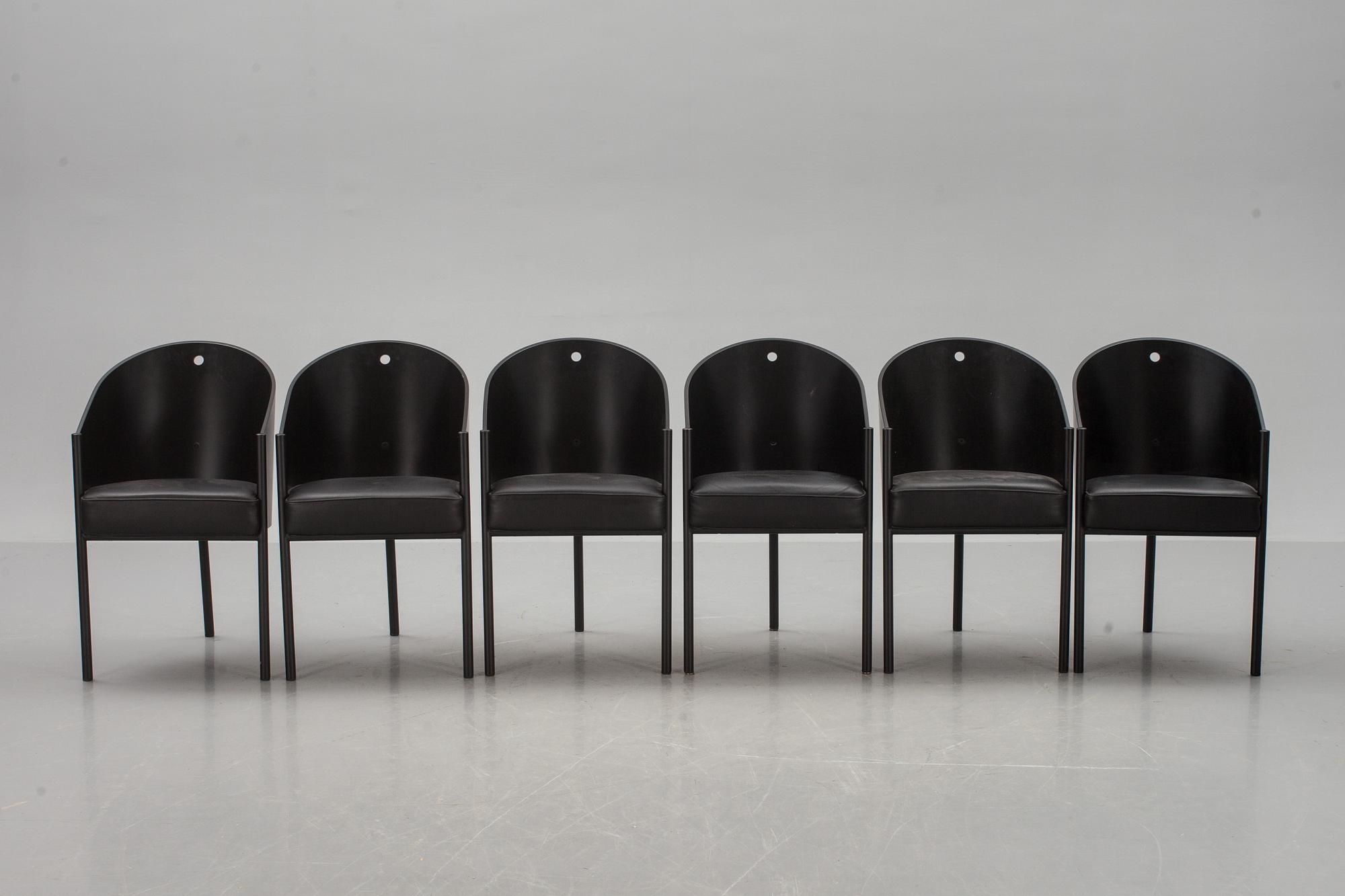 KARMSTOLAR, 6 st, "Costes", Philippe Starck, Aleph, Driade, Italien, märkta/etikettmärkta.