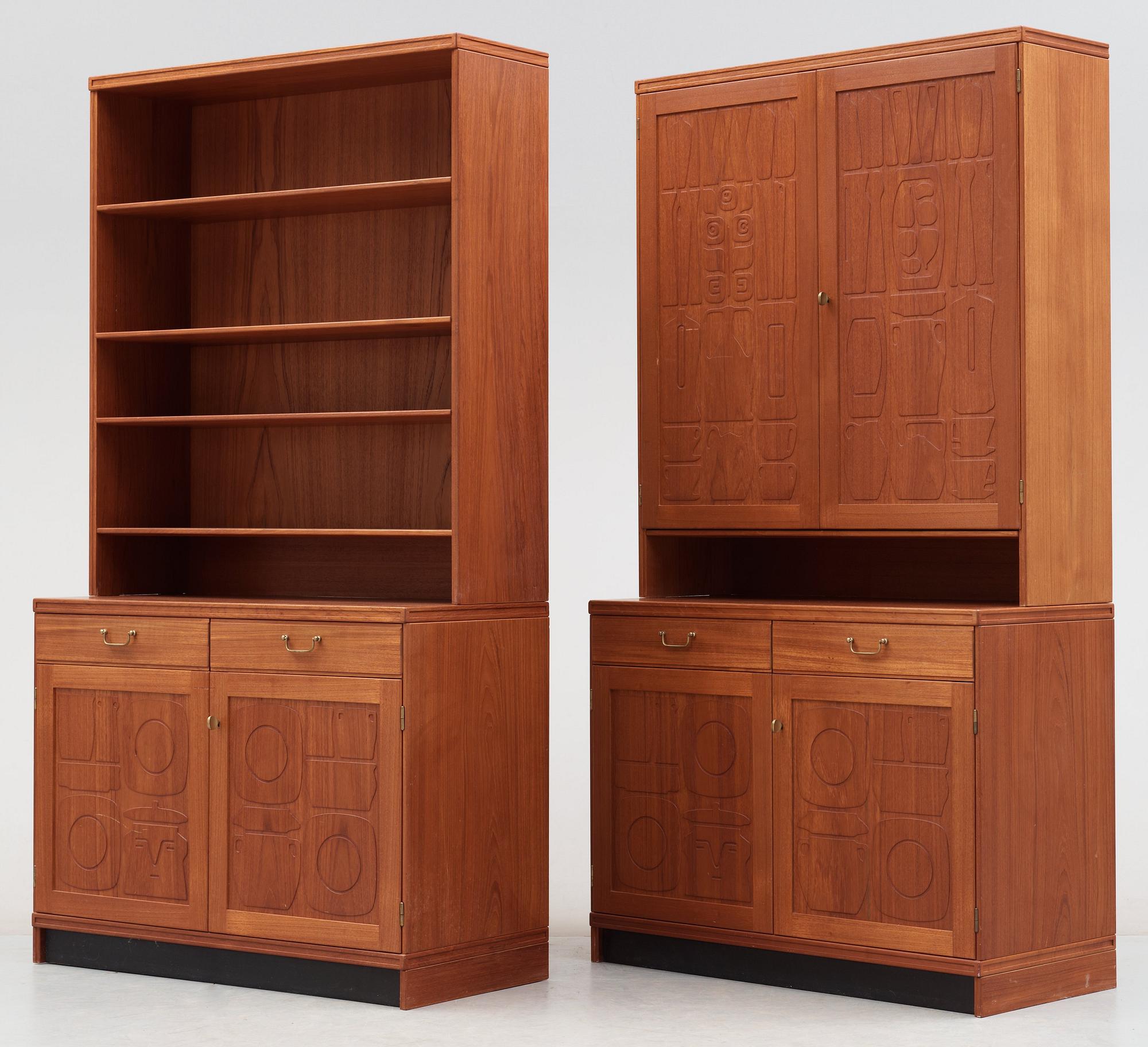 A set of Yngve Ekström teak cabinets and shelf 'Krus', Westbergs, 1950-60's.