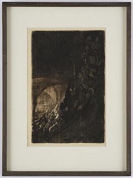 Käthe Kollwitz, "Bewaffnung in einem Gewölbe" from: Bauernkrieg (Peasant's War).