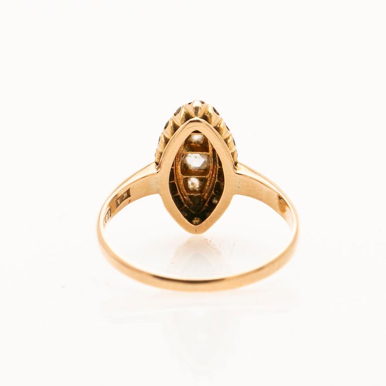 Ring, 18K gold, rose-cut diamonds, K. Anderson, 1896.