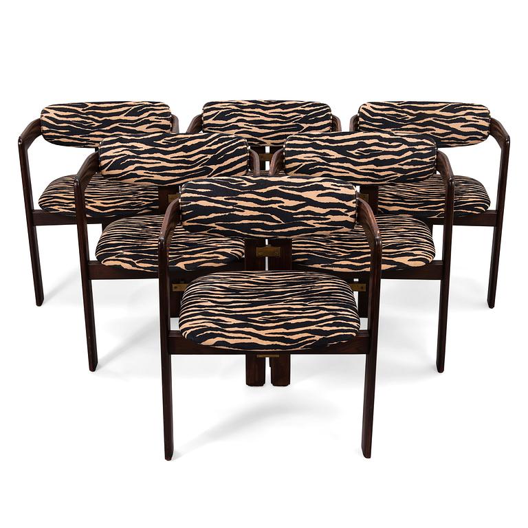 AUGUSTO SAVINI, A set of six 'Pamplona' dining chairs for Pozzi, Italy.