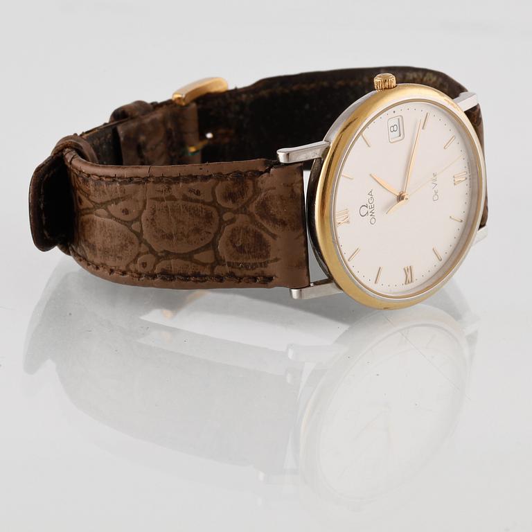 ARMBANDSUR, Omega, Deville, Guld på stål, quartz.