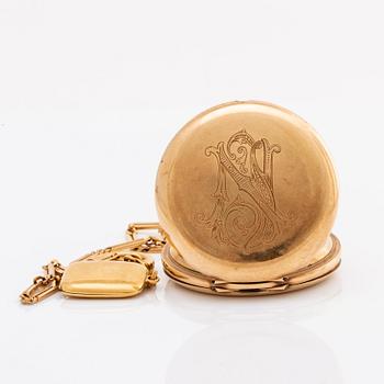 POCKET WATCH, 51 mm, hunter case, and CHAIN.