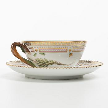 Royal Copenhagen, a 'Flora Danica' tea cup and saucer, Denmark, 1953.