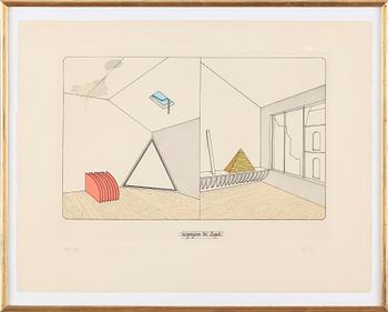 LUCIO DEL PEZZO, 2 st, kolorerade etsningar, signerade och numrerade XVI/XX.