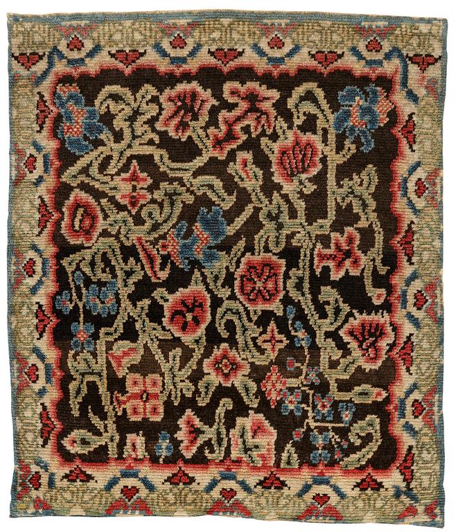 A bridal bed cover, knotted pile, ca 189-190,5 x 160-164 cm, Hälsingland, Sweden, the 1750's, rococo.