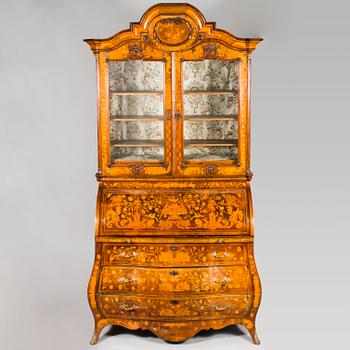 A late 18th century Dutch writing and bookcase.