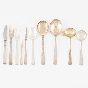 Jacob Ängman, a 46-piece silver cutlery set, 'Rosenholm', GAB, Eskilstuna, 1969-74.